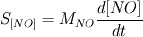 S_{[NO]} = M_{NO} \frac{d[NO]}{dt}
