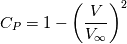 C_{P} = 1 - \left(\frac{V}{V_{\infty}}\right)^{2}