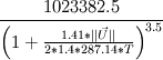 \frac{1023382.5}{\left(1+\frac{1.41*||\vec{U}||}{2*1.4*287.14*T}\right)^{3.5}}
