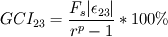 GCI_{23} = \frac{F_s |\epsilon_{23}|}{r^p - 1} * 100 \%