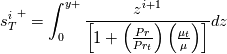 {s_T^i}^+ = \int_0^{y+}{\frac{z^{i+1}}{\left[1+\left(\frac{Pr}{Pr_t}\right)\left(\frac{\mu_t}{\mu}\right)\right]}dz}