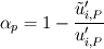 \alpha_p = 1 - \frac{ \tilde{u}'_{i,P}}{  u'_{i,P}}