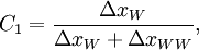  
C_{1} =  \frac{\Delta x_{W}}{\Delta x_{W}+\Delta x_{WW}}, 
