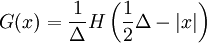 
G(x) = \frac{1}{\Delta} H\left( \frac{1}{2}\Delta -|x| \right)
