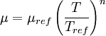 \mu = \mu_{ref} \left(\frac{T}{T_{ref}}\right)^n