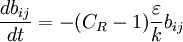 \frac{d b_{ij}}{dt}=-(C_{R}-1) \frac{\varepsilon}{k}
b_{ij}