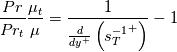 \frac{Pr}{Pr_t}\frac{\mu_t}{\mu} = \frac{1}{\frac{d}{dy^+}\left({s_T^{-1}}^+\right)}-1