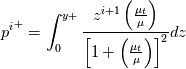 {p^i}^+ = \int_0^{y+}{\frac{z^{i+1}\left(\frac{\mu_t}{\mu}\right)}{\left[1+\left(\frac{\mu_t}{\mu}\right)\right]^2}dz}
