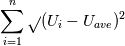 \sum^{n}_{i=1}\sqrt{}(U_{i}-\overline{}U_{ave})^{2}