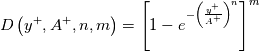 D\left(y^+,A^+,n,m\right) = \left[1-e^{-\left(\frac{y^+}{A^+}\right)^n}\right]^m