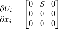 \frac{\partial\overline{U_i}}{\partial x_j}= \begin{bmatrix} 0 & S & 0 \\ 0 & 0 & 0 \\ 0 & 0 & 0 \end{bmatrix}