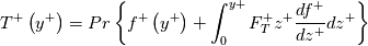 T^+\left(y^+\right)=Pr \left\{f^+\left(y^+\right)+\int_0^{y+}{F_T^+z^+\frac{df^+}{dz^+}dz^+}\right\}