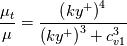 \frac{\mu_t}{\mu}=\frac{\left(ky^+\right)^4}{\left(ky^+\right)^3+c_{v1}^3}