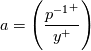 a = \left(\frac{{p^{-1}}^+}{y^+}\right)