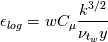 \epsilon_{log} = w C_\mu \frac{k^{3/2}}{\nu_{t_w} y}