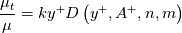 \frac{\mu_t}{\mu}=k y^+ D\left(y^+,A^+,n,m\right)