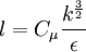 l = C_\mu \frac{k^\frac{3}{2}}{\epsilon}
